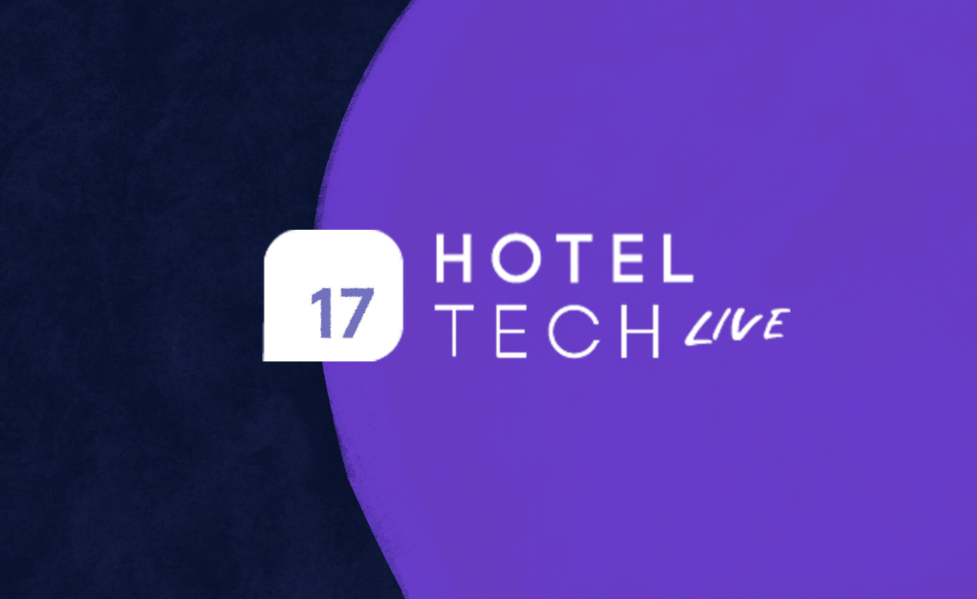 Hotel tech live logo on a dark blue and purple background