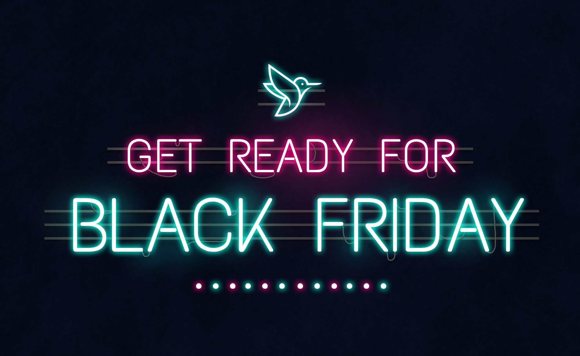A neon sign style graphic showing off a black friday message below the Giftpro logo